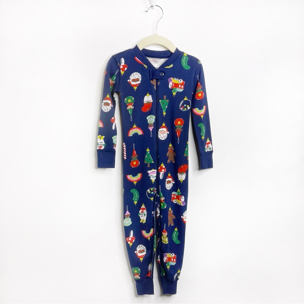 Hanna Andersson Heirloom Ornaments Organic Footless Sleeper Navy Size 3T